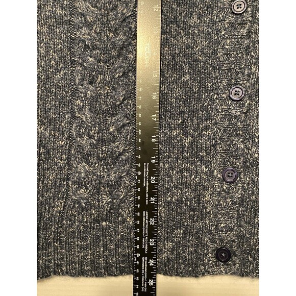 LL Bean Womens Sweater Marled Cardigan Wool Blend Button Front Blue Large NWOT - Picture 16 of 16